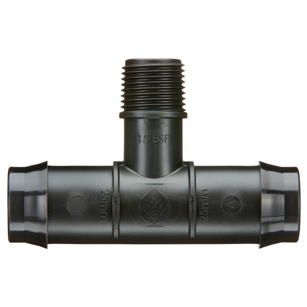 Pope 25mm Barbed x 15mm Single BSP Male Threaded Tee - Image 2 of 4