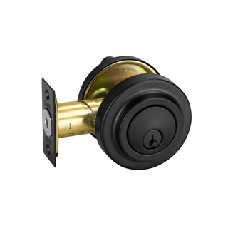 Delf Matte Black Low Profile Round Single Cylinder Deadbolt