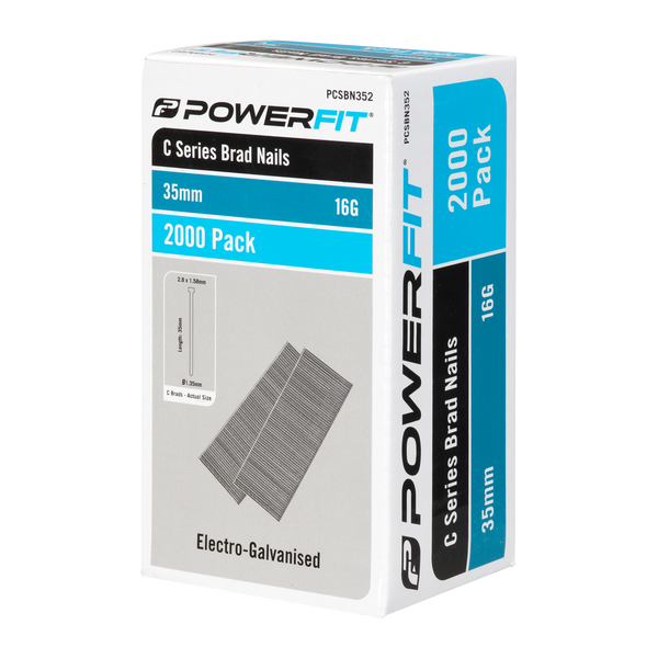 PowerFit 35mm C Series Electro-Galvanised Brad Nails - 2000 Pack