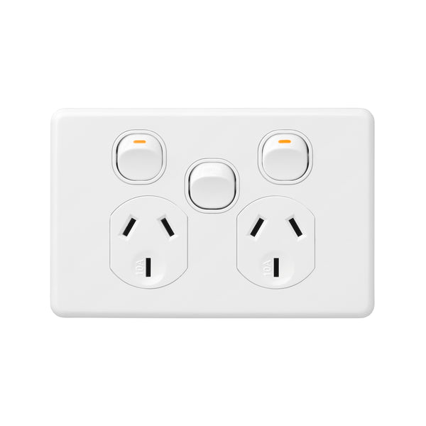 DETA X6 White Single Power Point with Extra Switch - 1 Gang