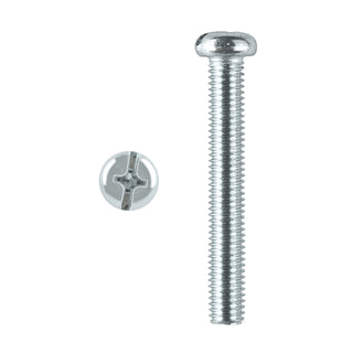 Pinnacle M8 x 80mm Zinc Plated Round Head Bolts And Nuts - 2 Pack