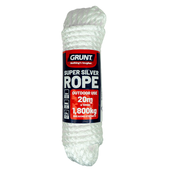 GRUNT 12mm x 20m White Super Silver Rope