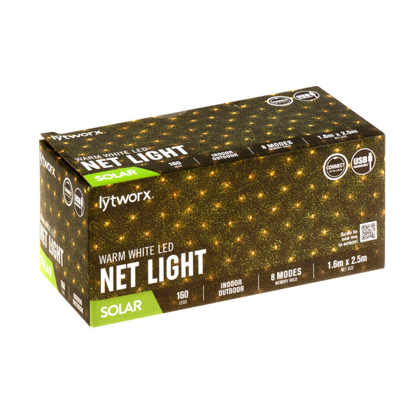 Lytworx 1.6 x 2.5m Warm White Solar Connectable Net Light