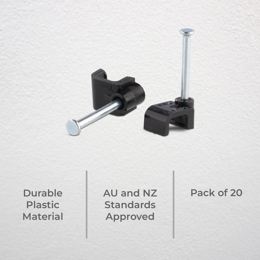 DETA 5mm Black Flat Cable Clips - 20 Pack - Black - Image 4 of 5