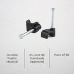 DETA 5mm Black Flat Cable Clips - 20 Pack - Black - Image 4 of 5