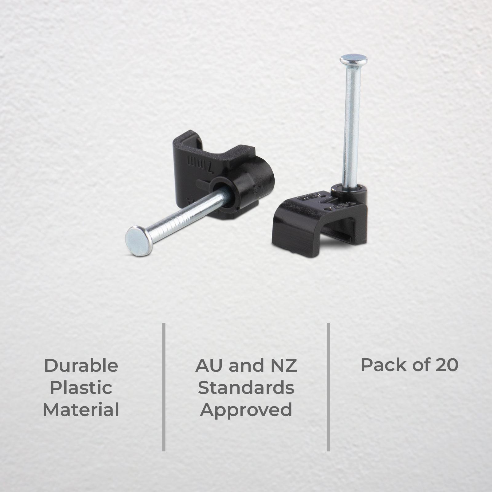 DETA 5mm Black Flat Cable Clips - 20 Pack - Black - Image 4 of 5