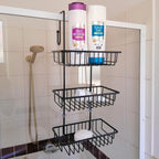 Barelli Black Over Screen Bathroom Shower Caddy With Hooks - Image 2 of 4