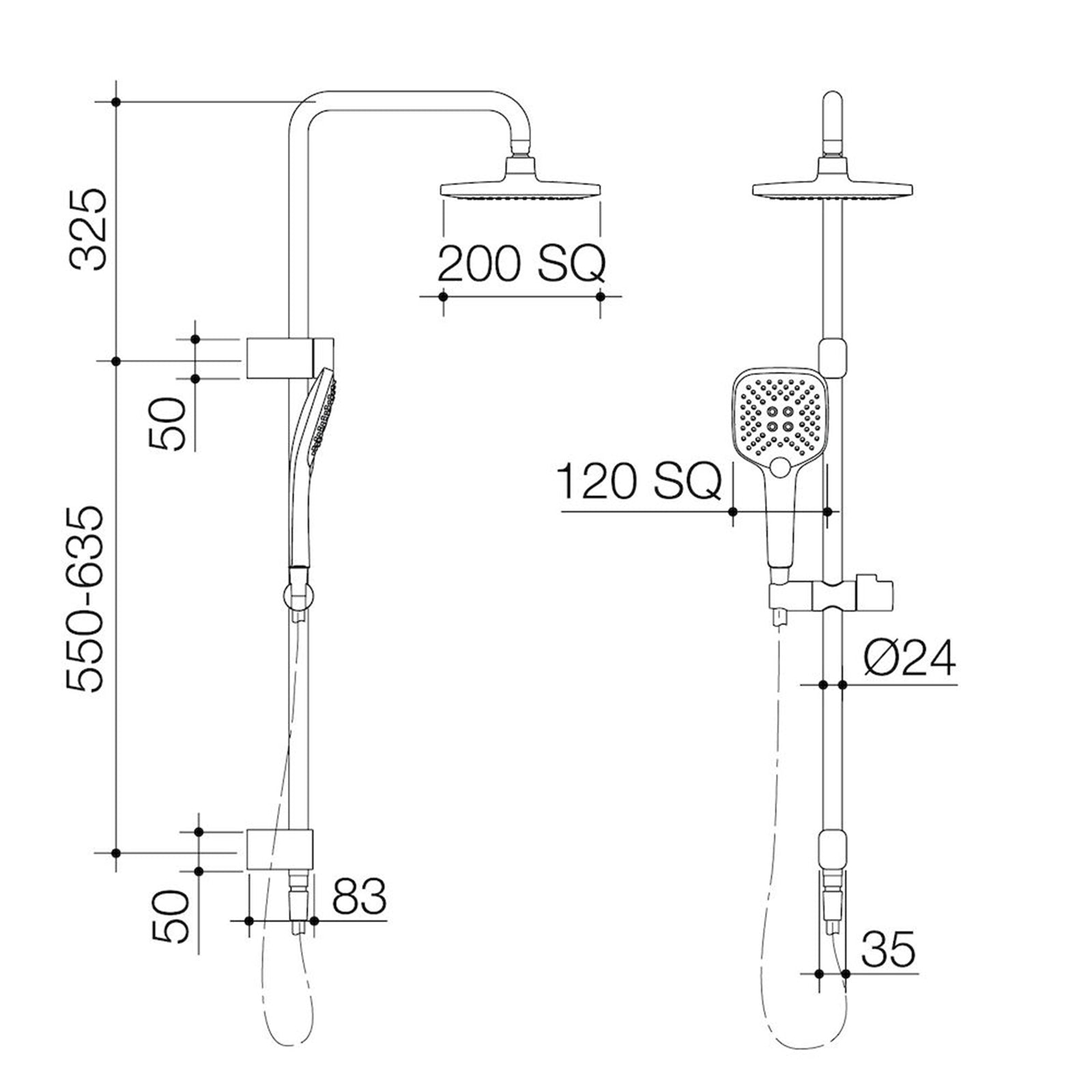 Caroma  Chrome Luna Shower On Rail - Image 2 of 3