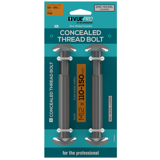 VUEPRO 110-150mm M12 Concealed Thread Bolt - 2 Pack