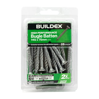 Buildex® 14G x 75mm Class 4 Bugle Batten Screws - 25 pack