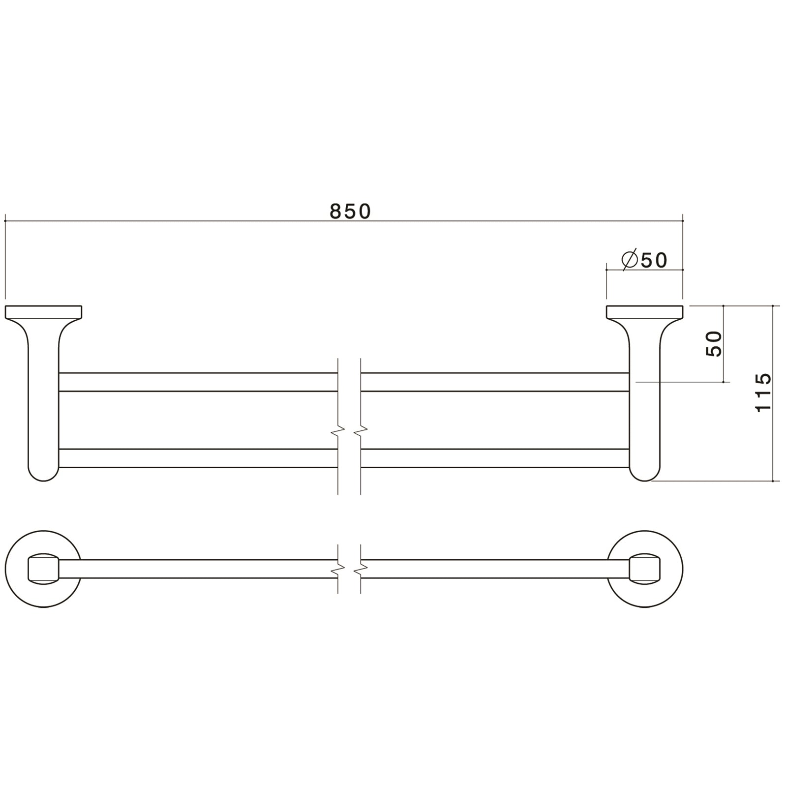 Caroma 800mm Sahara Double Towel Rail - Image 2 of 2