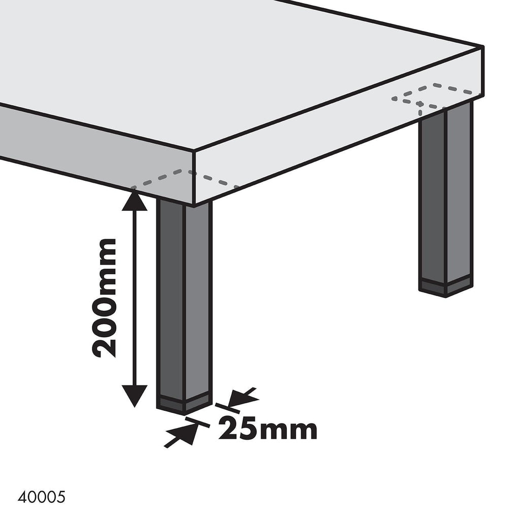 Adoored 25 x 25 x 200mm Black Square Tube Furniture Leg - Image 3 of 5