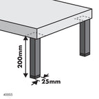 Adoored 25 x 25 x 200mm Black Square Tube Furniture Leg - Image 3 of 5