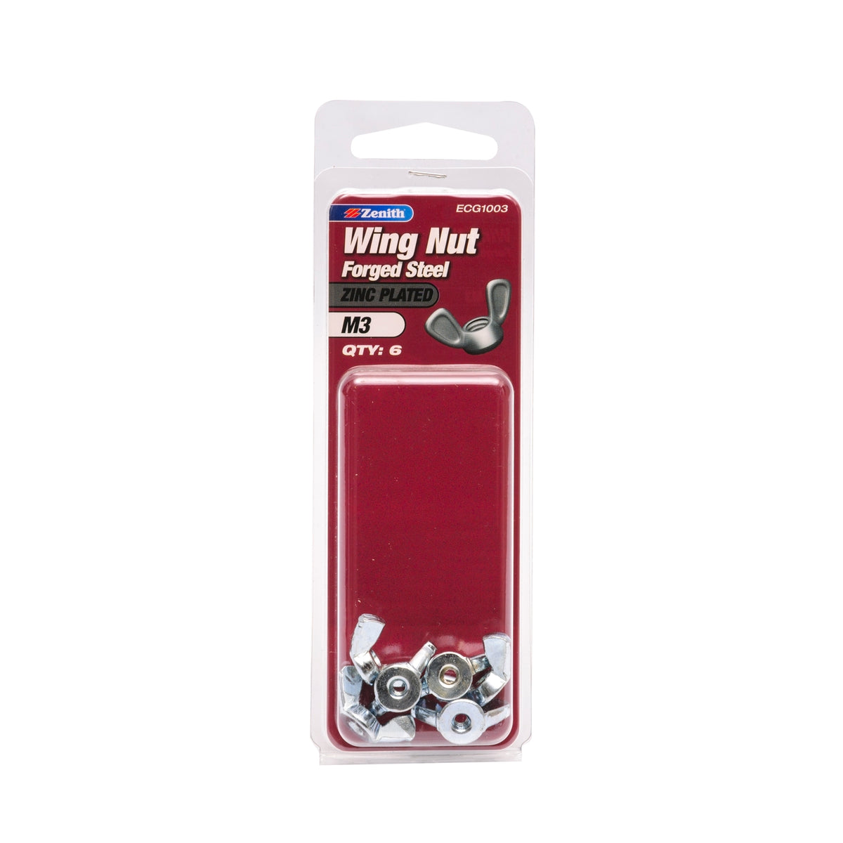 Zenith M3 Zinc Plated Forged Steel Wing Nut - 6 Pack - Image 1 of 1