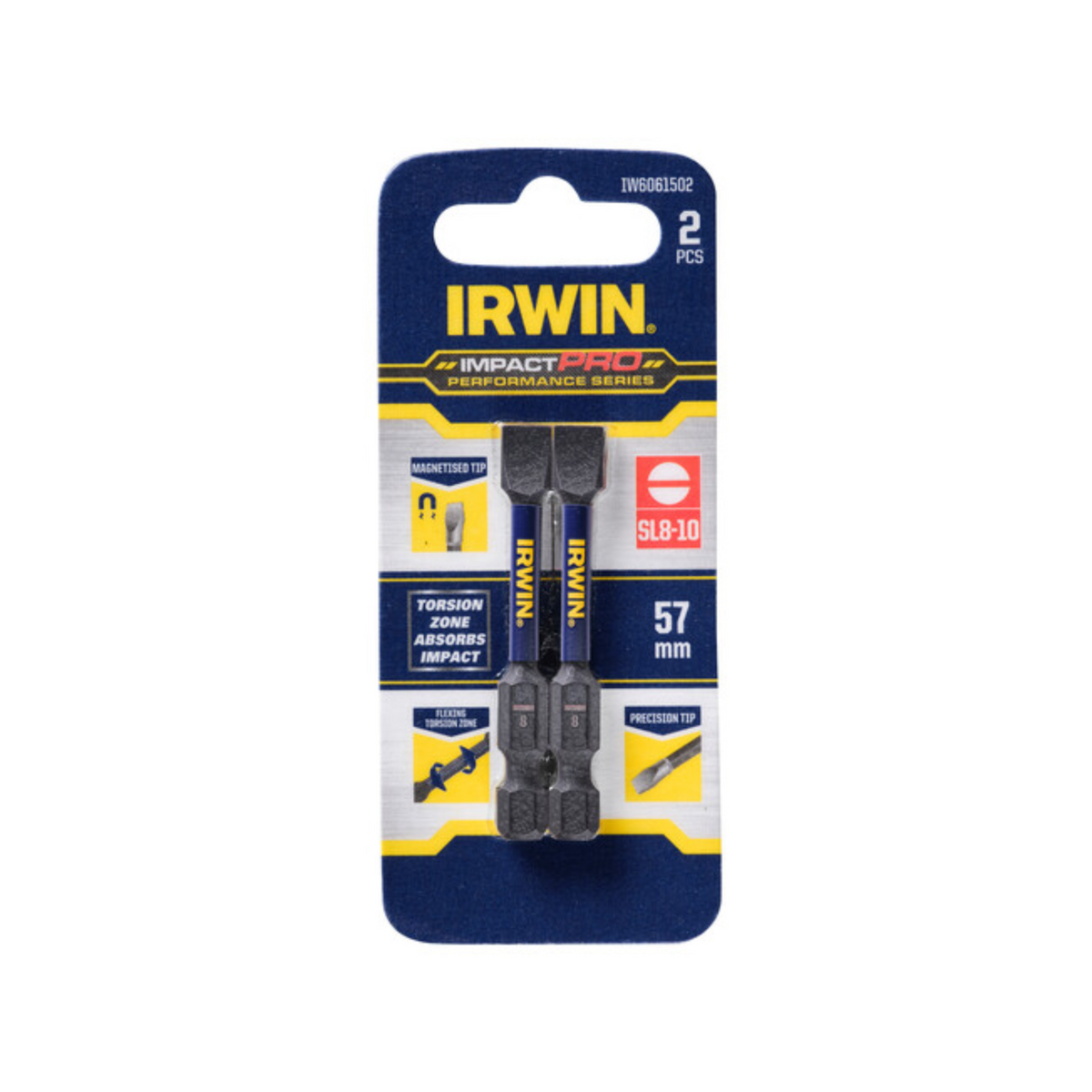 IRWIN 57mm Impact Pro Performance SL8-10 - 2 Pack - Image 1 of 2