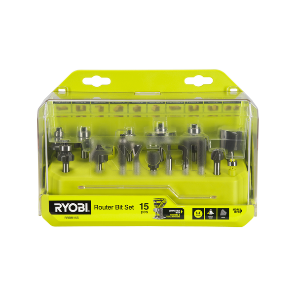 Ryobi 15-Piece Mixed Router Bit Set RRBM15S