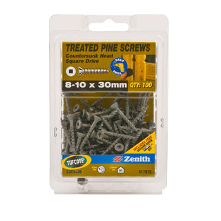 Zenith 8 - 10 x 30mm Treated Pine Countersunk Head Screws - 100 Pack