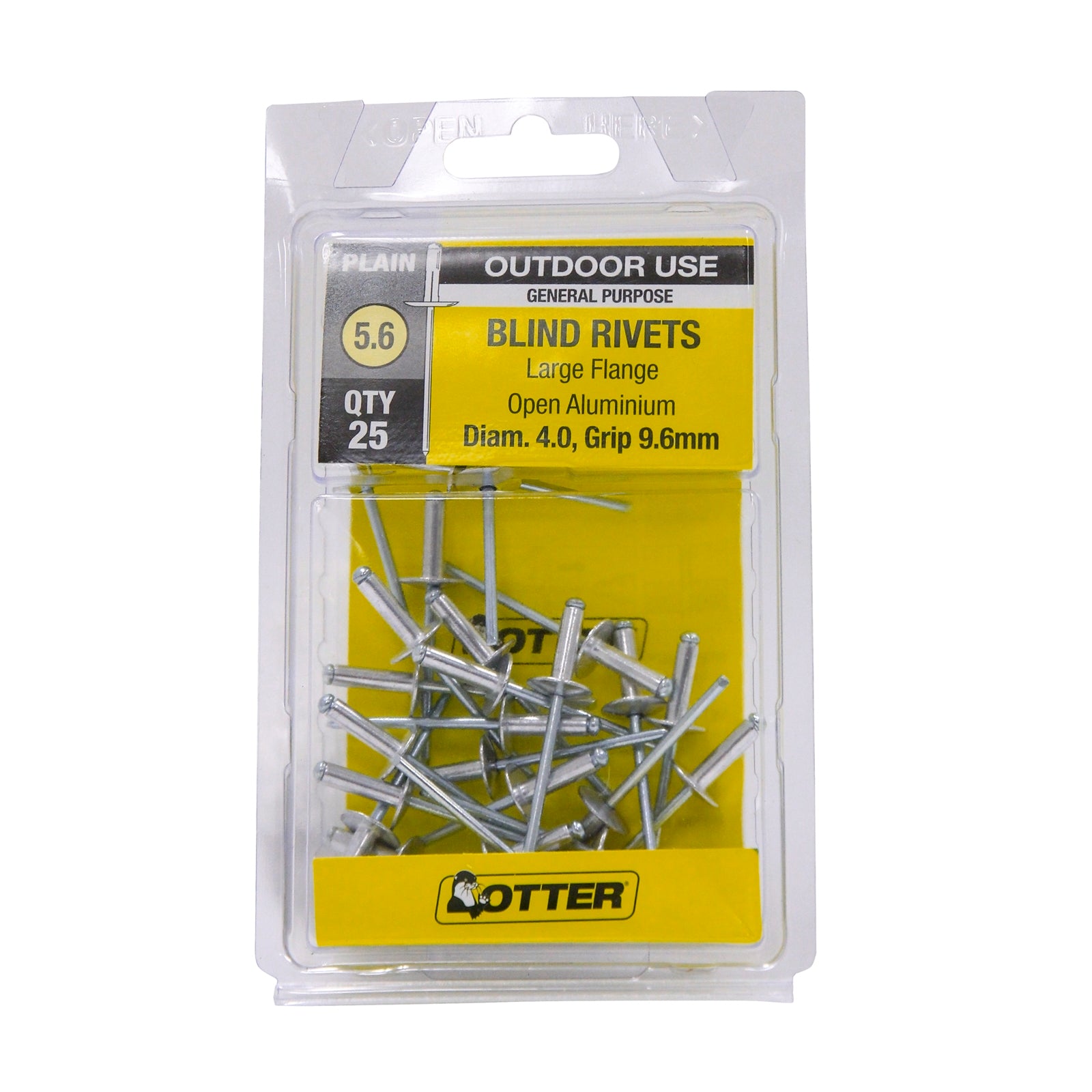 Otter 4.0 x 9.6mm Large Flange Aluminium Rivets - 25 Pack - Image 1 of 1