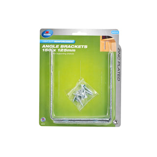 Zenith 150 x 125mm Zinc Plated Angle Brackets - 2 Pack