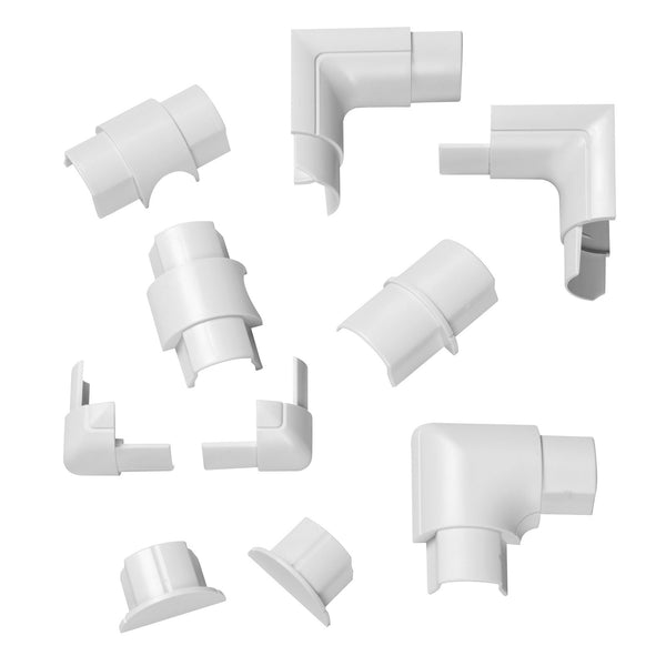 D-Line 30 x 15mm White 10 Piece Smooth Fit Cable Cover Accessories Bends Connectors Endcap