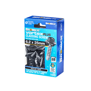 Bremick Vortex Plus Cladding Screw 6.2 x 25mm HEX B8 NS BOX 100