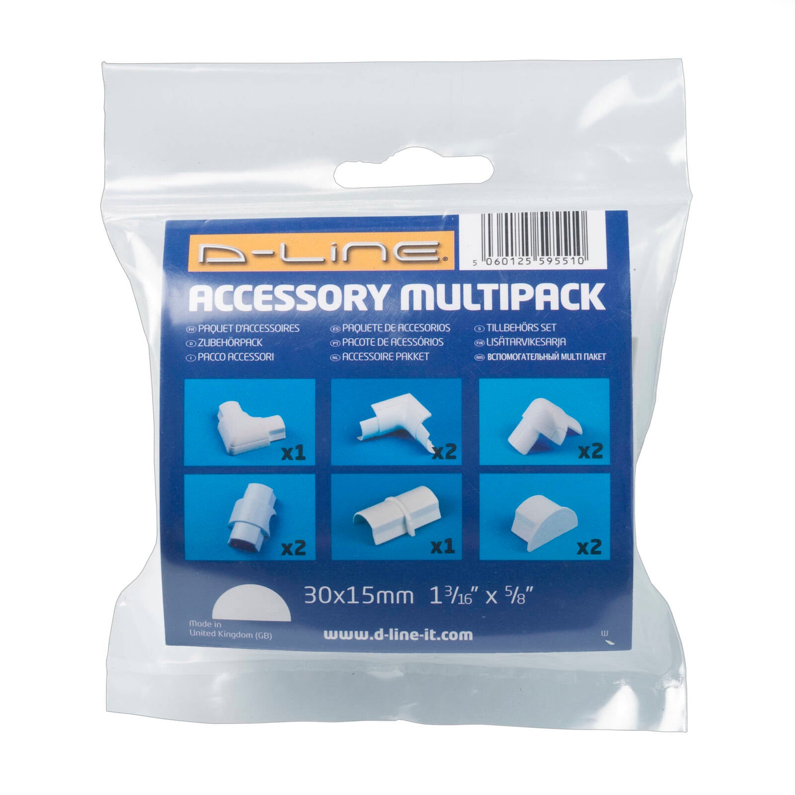 D-Line 30 x 15mm White 10 Piece Smooth Fit Cable Cover Accessories Bends Connectors Endcap - Image 2 of 2
