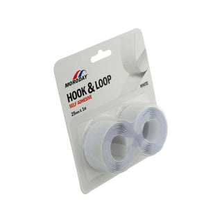 Moroday 25mm x 1m White Hook And Loop Self Adhesive