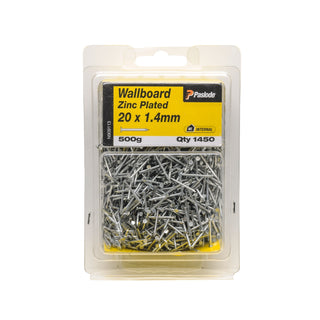 Paslode 20 x 1.4mm 500g Zinc Plated Wallboard Nails - 1450 Pack