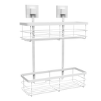 Fusion-Loc Matte White Style Suction Double Shower Caddy - Image 1 of 5