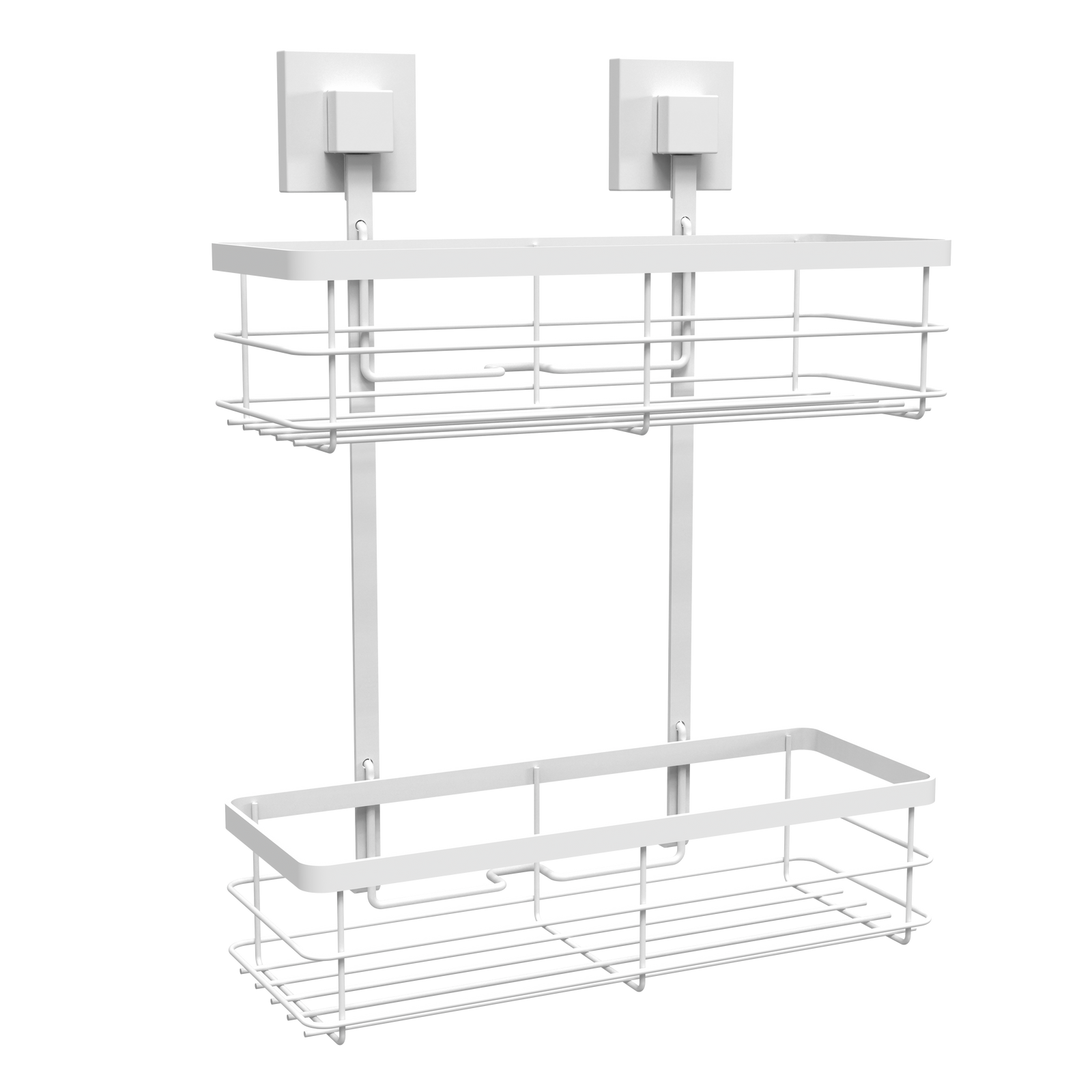 Fusion-Loc Matte White Style Suction Double Shower Caddy - Image 1 of 5