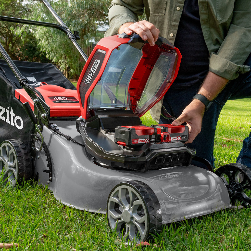 Ozito PXC 36V (2 x 18V) 460mm Brushless Steel Deck Lawn Mower 4.0Ah Kit PXBMK-4047 - Image 2 of 7