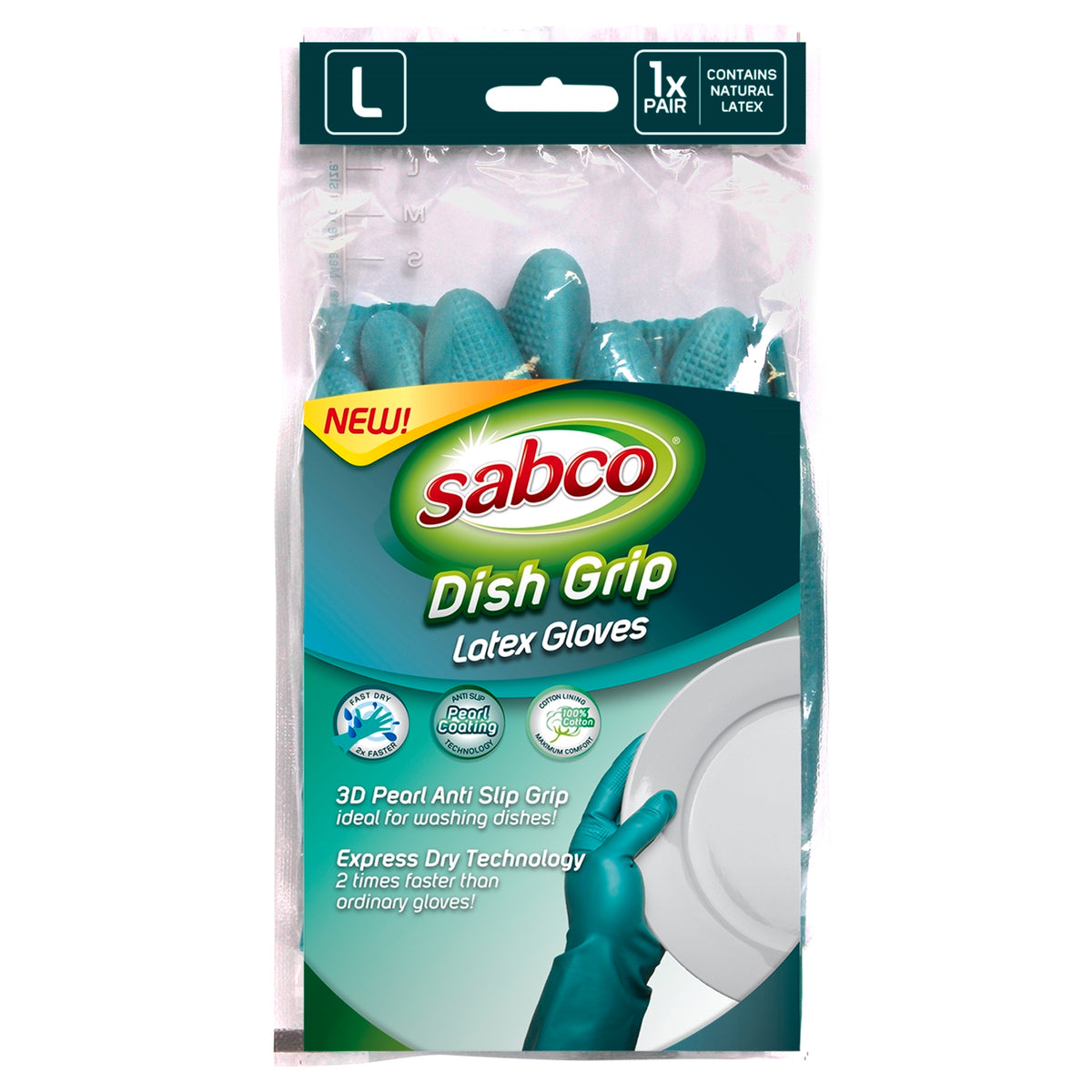 Sabco Small Dish Grip Latex Gloves - 1 Pair - Small - Image 1 of 3