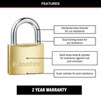 Master Lock 40mm Brass Keyed Padlock - 2 Pack - Image 2 of 18