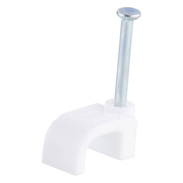 Deta 10mm White Flat Cable Clips - 100 Pack