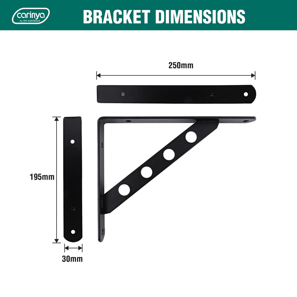 Carinya 250 x 195mm Black Heavy Duty Circle Stayed Bracket - Image 13 of 19