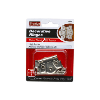 Prestige 45mm 602 Pattern Nickel Plated Decorative Butt Hinges - 2 Pack