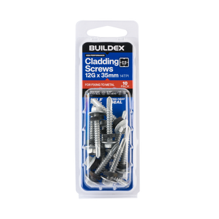 Buildex 12G x 35mm Class 3 Cladding Screws with Seal - 10 Pack