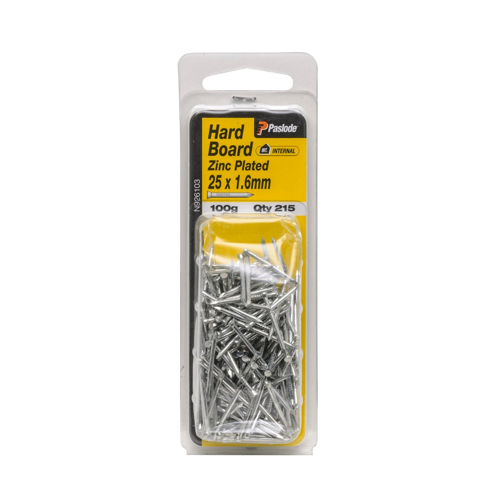 Paslode 25 x 1.6mm 100g Zinc Plated Hardboard Nail - 215 Pack - Image 1 of 1