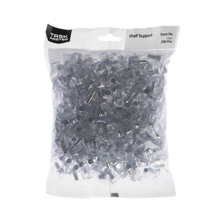 Taskmaster 5mm Pin Clear Plastic Shelf Support - 50 Pack