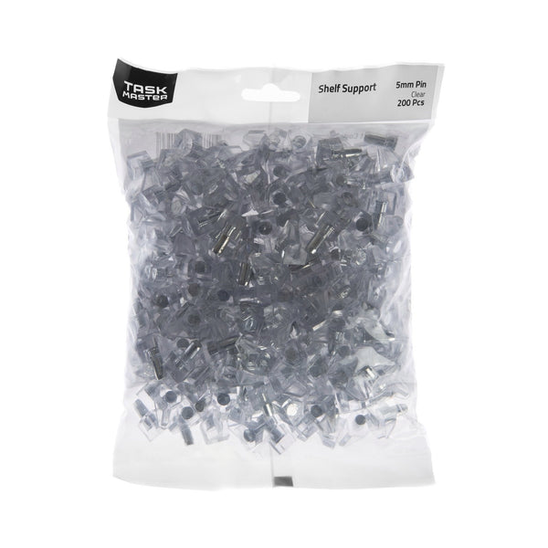 Taskmaster 5mm Pin Clear Plastic Shelf Support - 50 Pack