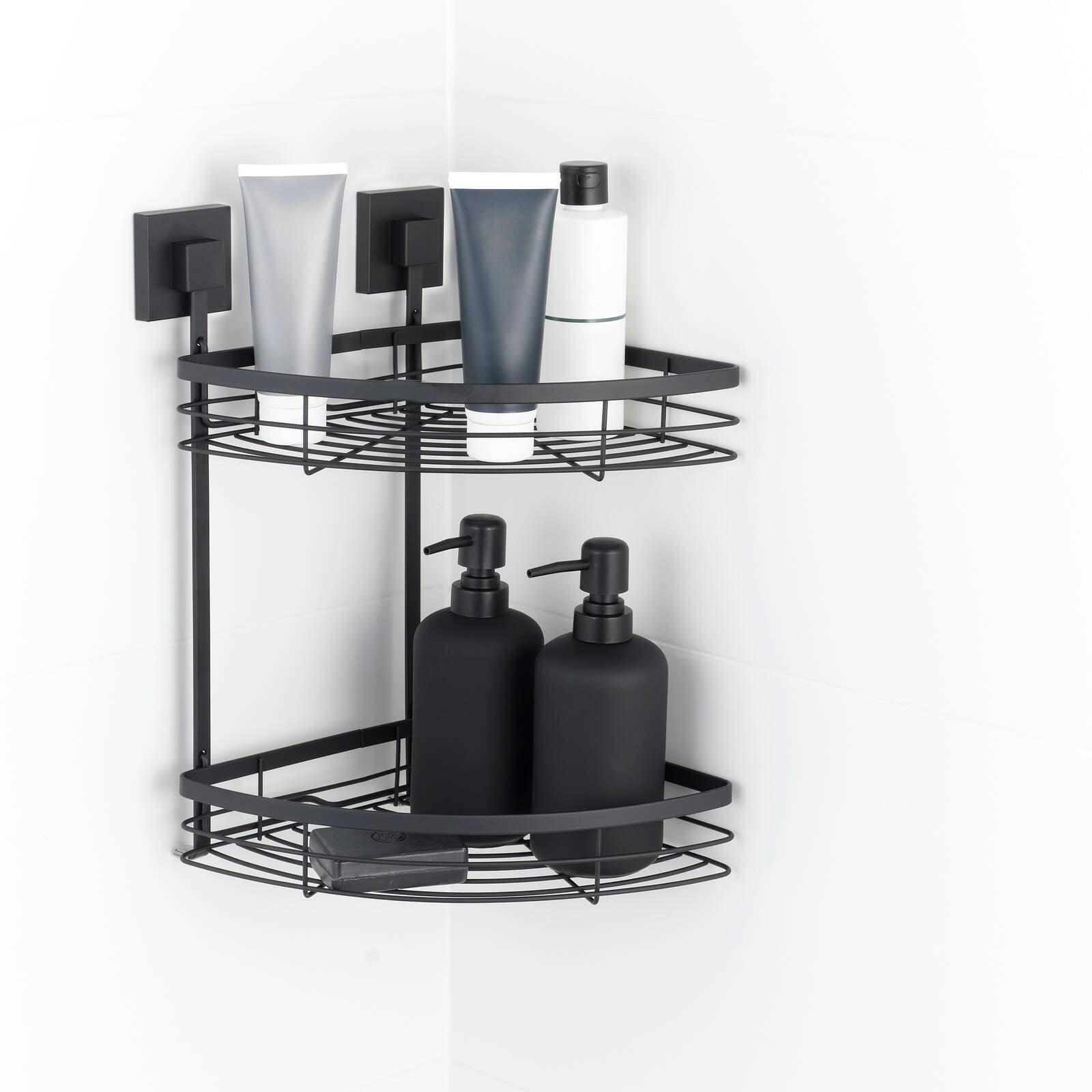 Fusion-Loc 26kg Black Matte Suction Double Corner Shower Caddy - Image 2 of 5