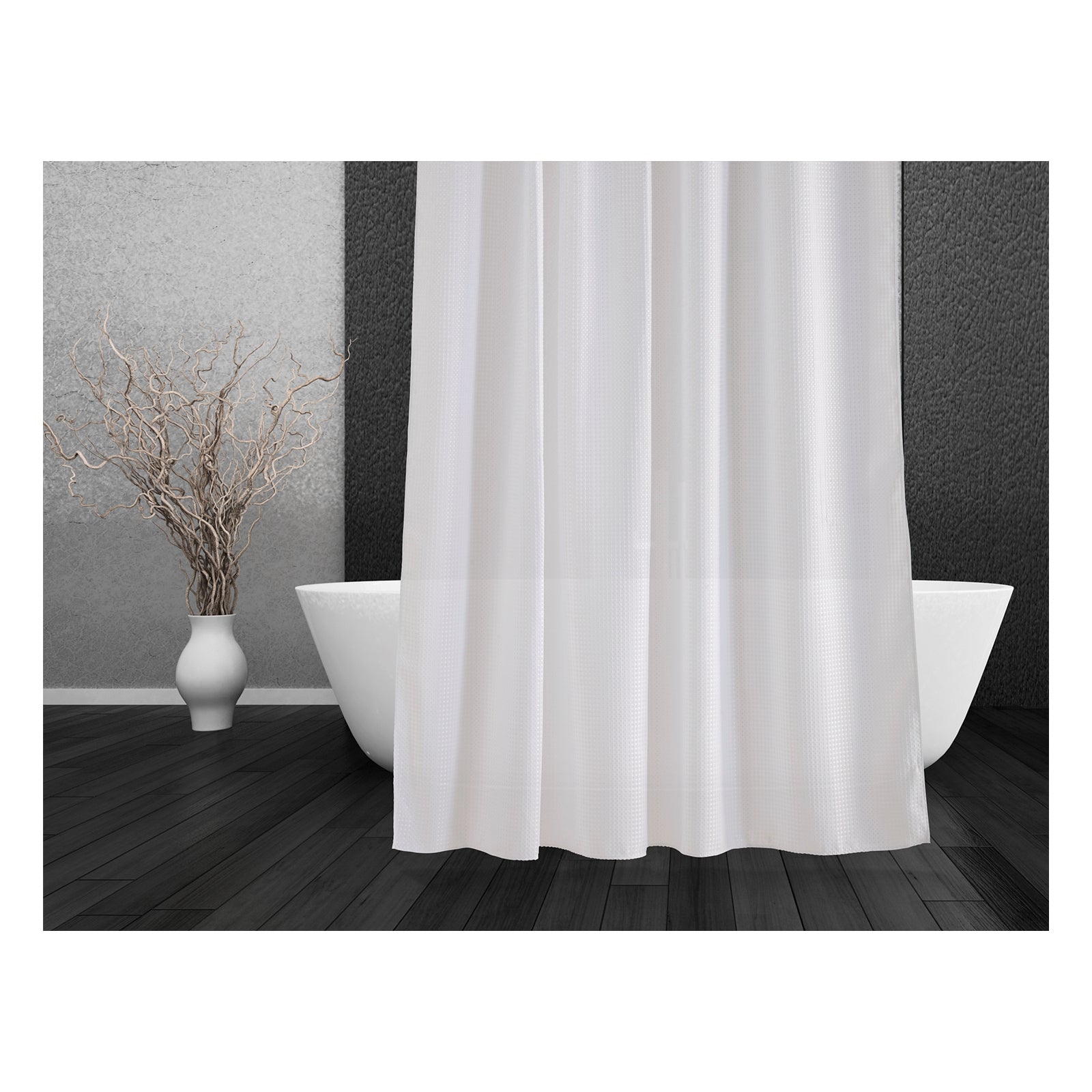 Barelli 180 x 180cm White Textured Polyester Shower Curtain - Image 2 of 4