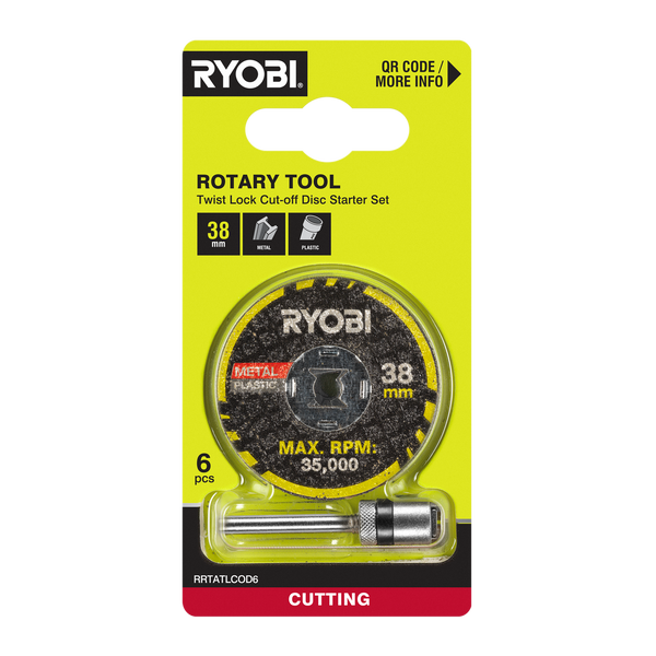 Ryobi 38mm 6 Piece Rotary Twist Lock Cutting Disc Starter Set