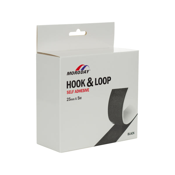 Moroday 25mm x 5m Black Hook And Loop Self Adhesive