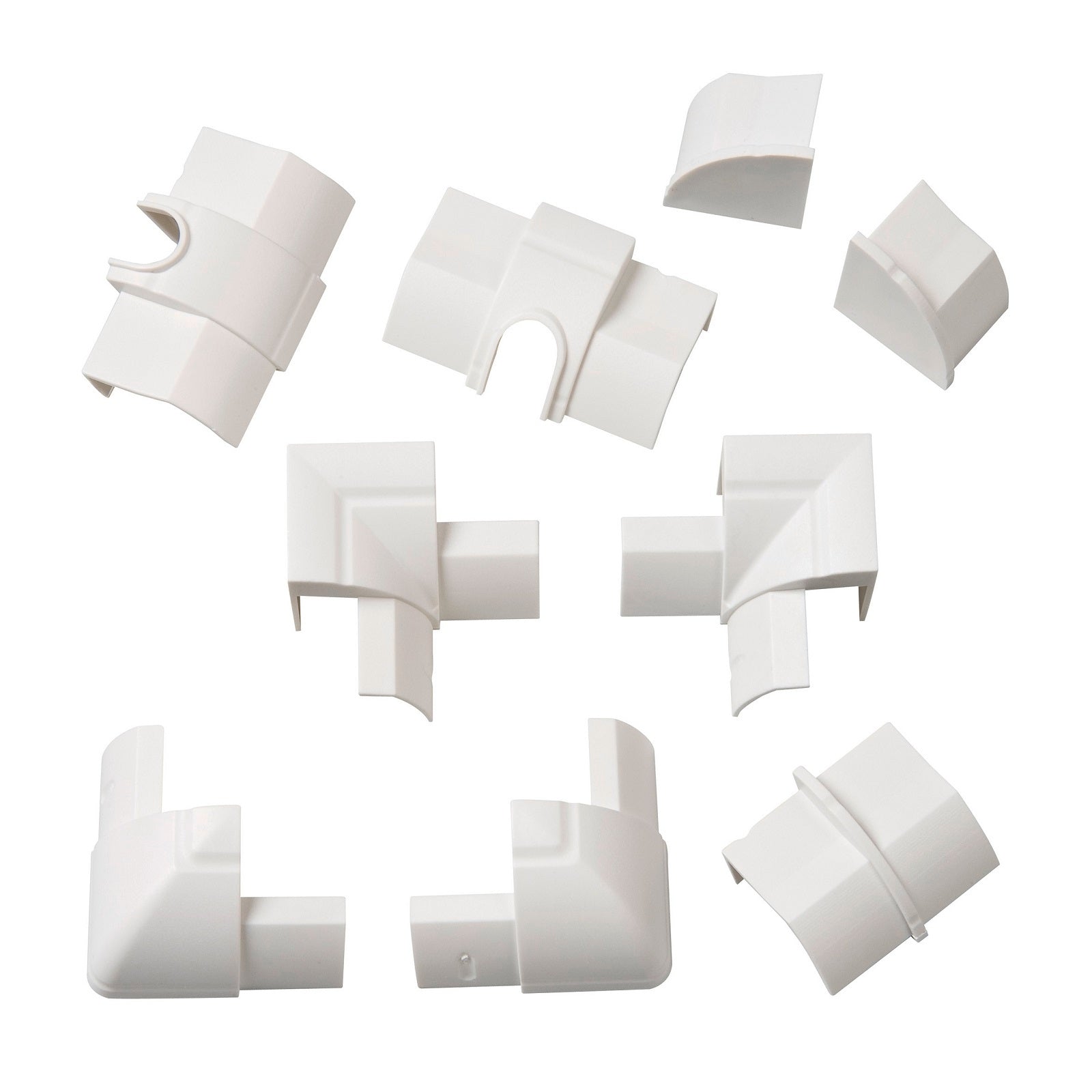 D-Line 22 x 22mm White 9 PieceS Smooth Fit Cable Cover Accessories Bends Connectors Endcap - Image 1 of 1