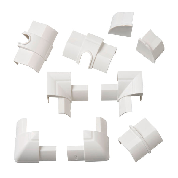 D-Line 22 x 22mm White 9 PieceS Smooth Fit Cable Cover Accessories Bends Connectors Endcap