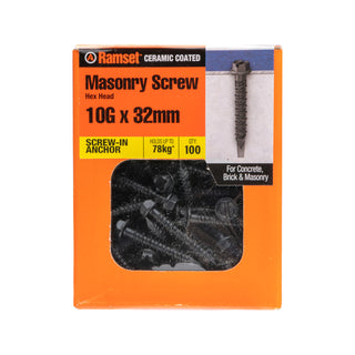 Ramset 10g x 32mm Black Ankascrew - 100 Pack