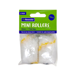 ProRenovator 50mm Fabric Mini Rollers - 2 Pack