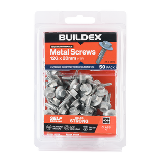 Buildex 12G x 20mm Class 4 Sheet Metal Screws - 50 Pack