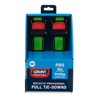 GRUNT 340kg 38mm x 3m Pro Cam Buckle Pull Tie Down - 2 Pack